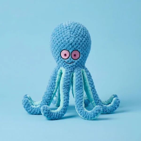 octopus_blue Crinkle Squeaky Octopus Dog Toy